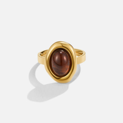 Amber Warmth Gold-Tone Polished Band Ring