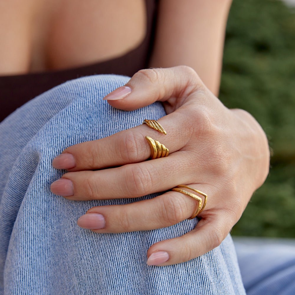 Angel Wing Open Wrap Ring in a Golden Finish