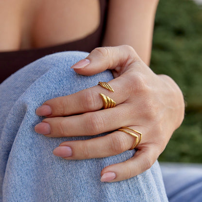 Angel Wing Open Wrap Ring in a Golden Finish