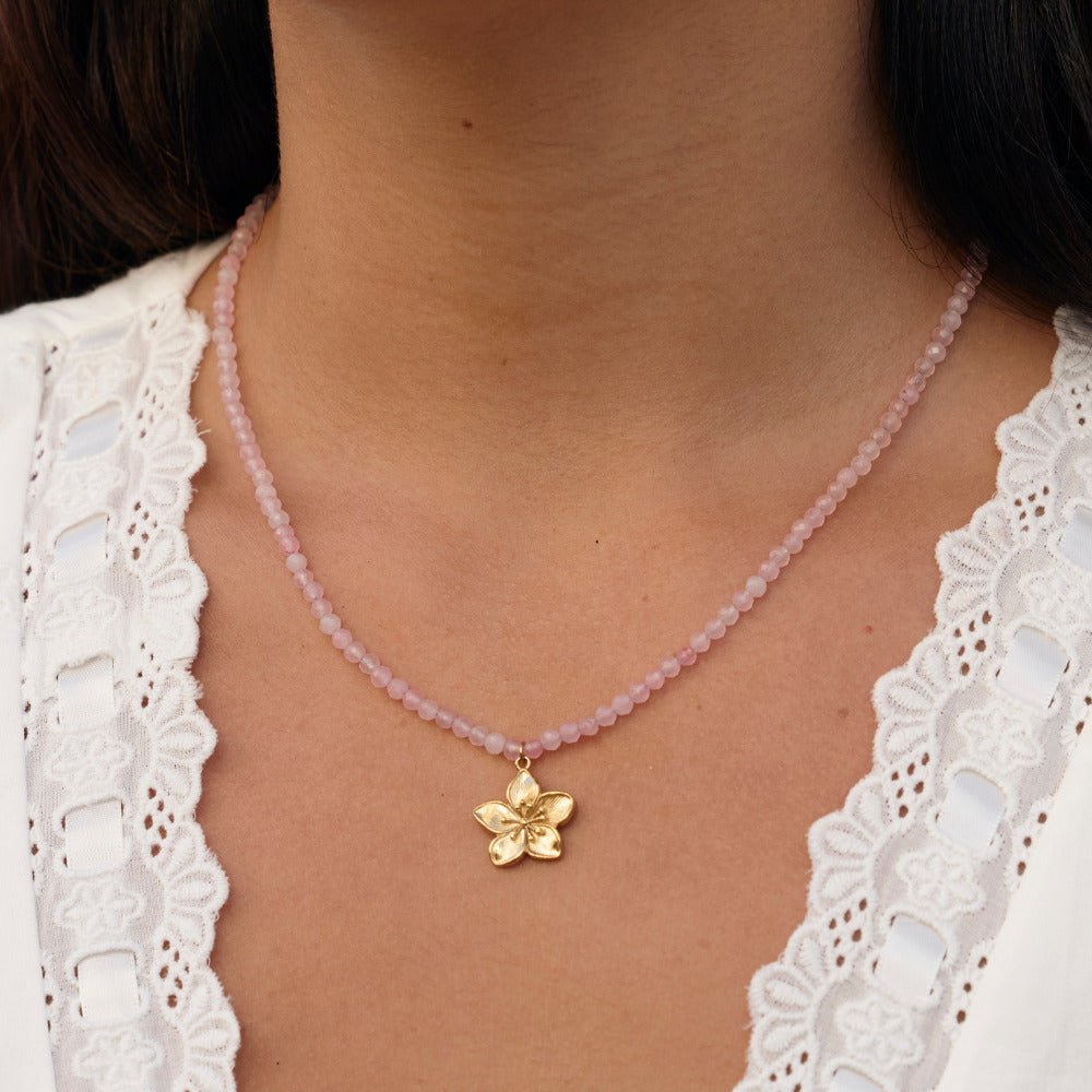Small Flower Bloom Gold-Tone Pendant Necklace