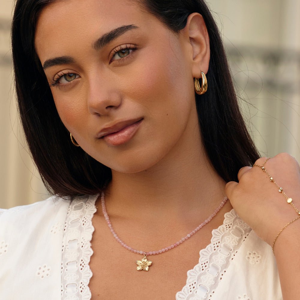Small Flower Bloom Gold-Tone Pendant Necklace