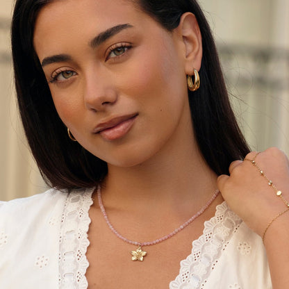 Small Flower Bloom Gold-Tone Pendant Necklace