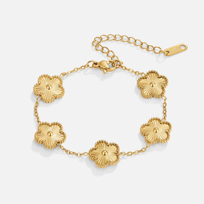 Single Clover Charm Gold-Tone Chain Bracelet
