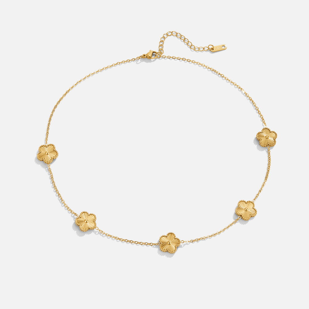 Clustered Clover Charms Gold-Tone Necklace