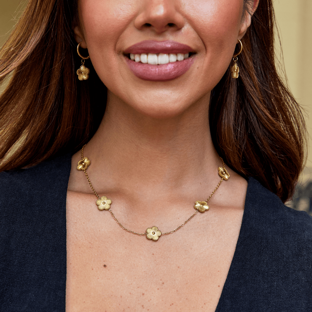 Clustered Clover Charms Gold-Tone Necklace
