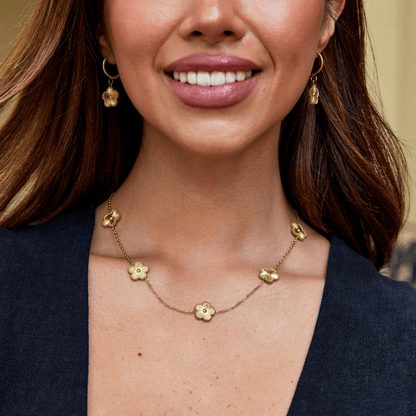 Clustered Clover Charms Gold-Tone Necklace