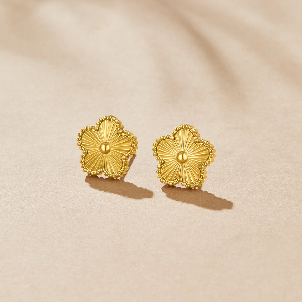 Simple Clover Earrings in Warm Gold-Tone