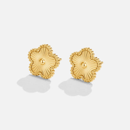 Simple Clover Earrings in Warm Gold-Tone