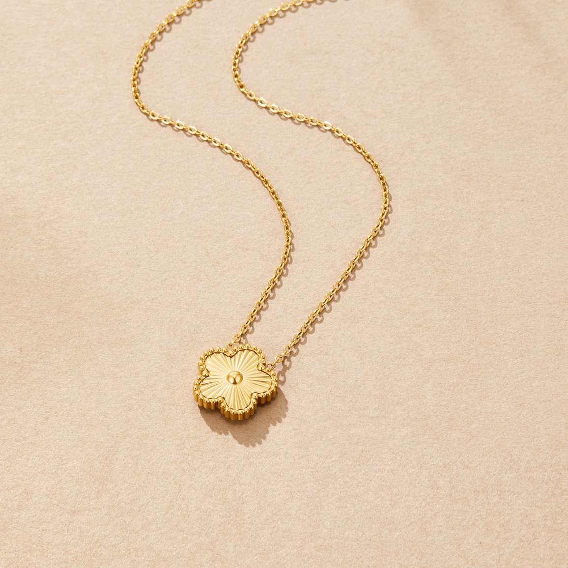 Single Clover Charm Gold-Tone Pendant Necklace