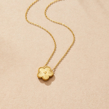 Single Clover Charm Gold-Tone Pendant Necklace