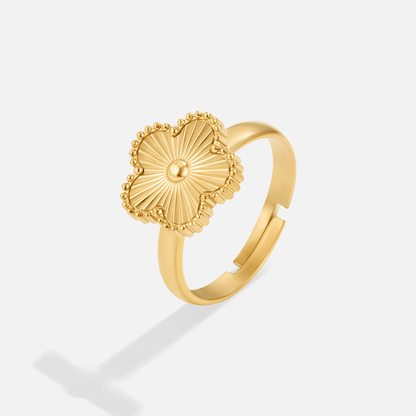 Four Leaf Clover Gold-Tone Slim Band Ring