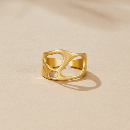 Golden Dream Ring with an Openwork Cut-Out Band