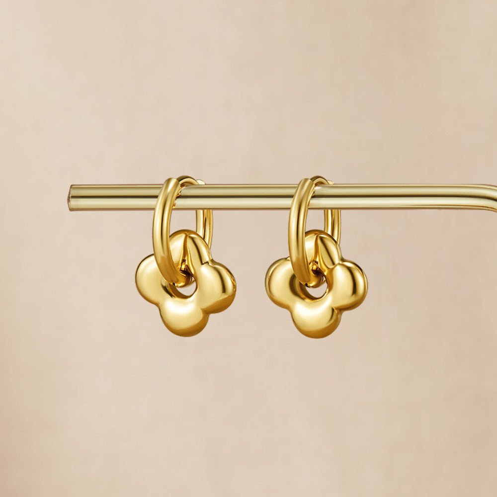Full Rounded Flower Puff Gold-Tone Earrings