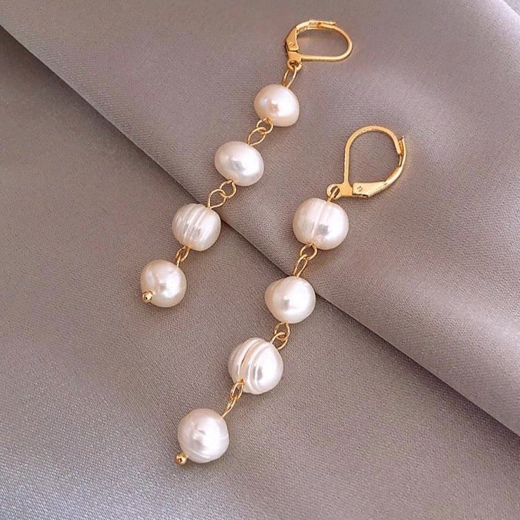 Freshwater Pearl Gold-Tone Drop Earrings