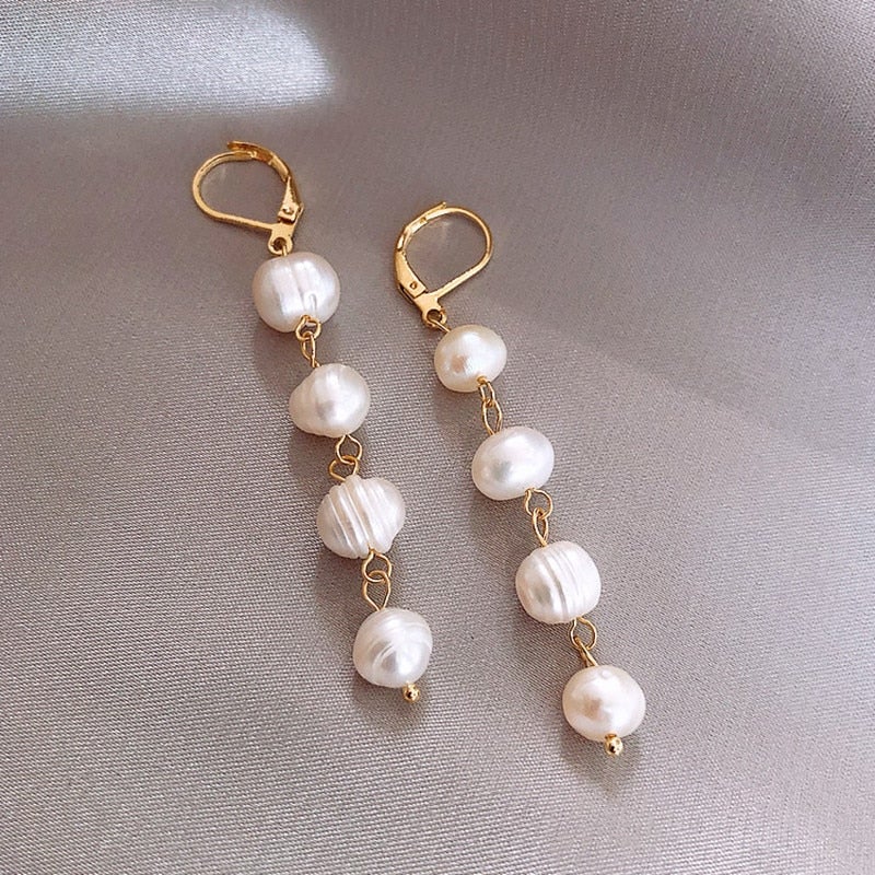 Freshwater Pearl Gold-Tone Drop Earrings