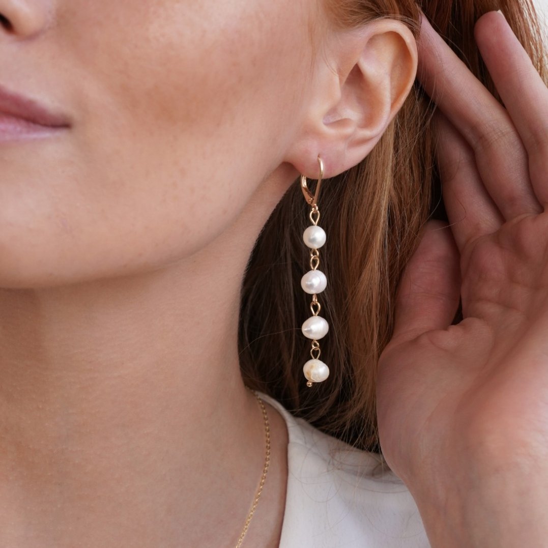 Freshwater Pearl Gold-Tone Drop Earrings