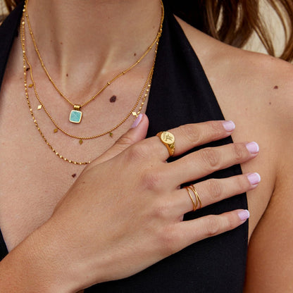 Hummingbird Gold-Tone Flat Face Signet Ring
