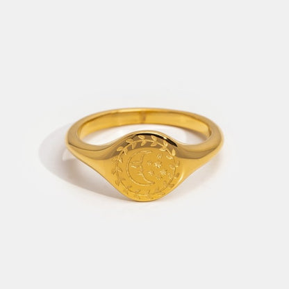 Luna Crescent Detail Gold-Tone Slim Ring