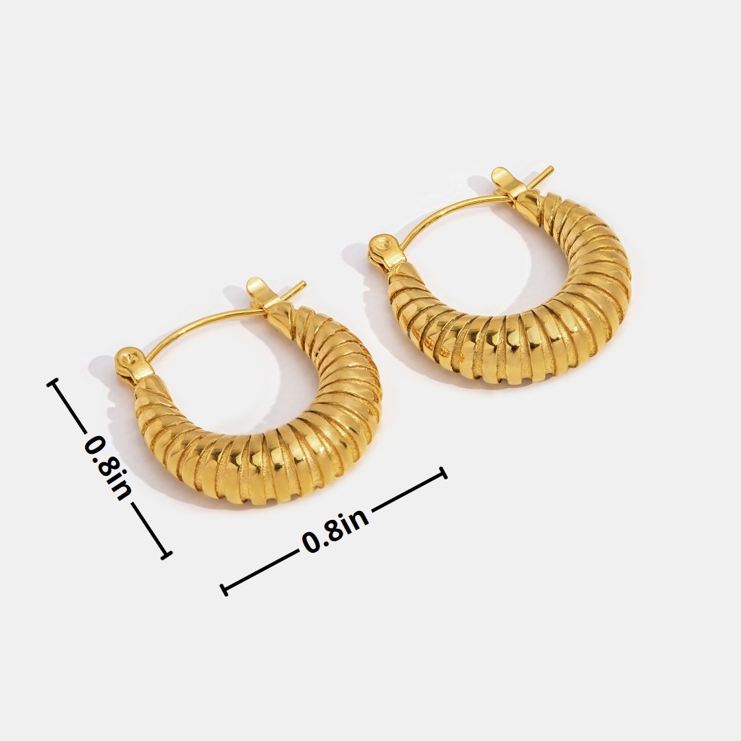 Mia Ribbed Croissant Gold-Tone Hoop Earrings