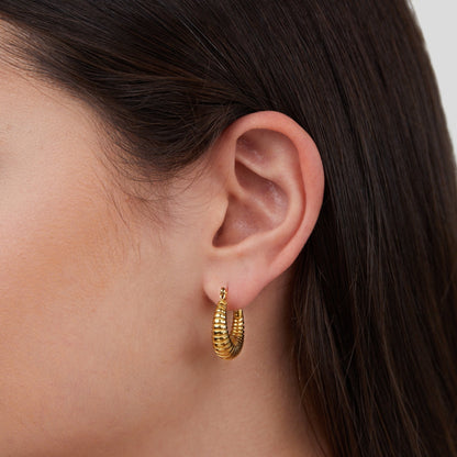 Mia Ribbed Croissant Gold-Tone Hoop Earrings