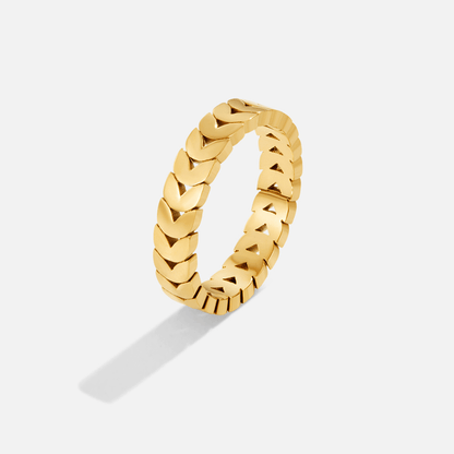 Olive Leaf Detail Gold-Tone Wrapped Ring
