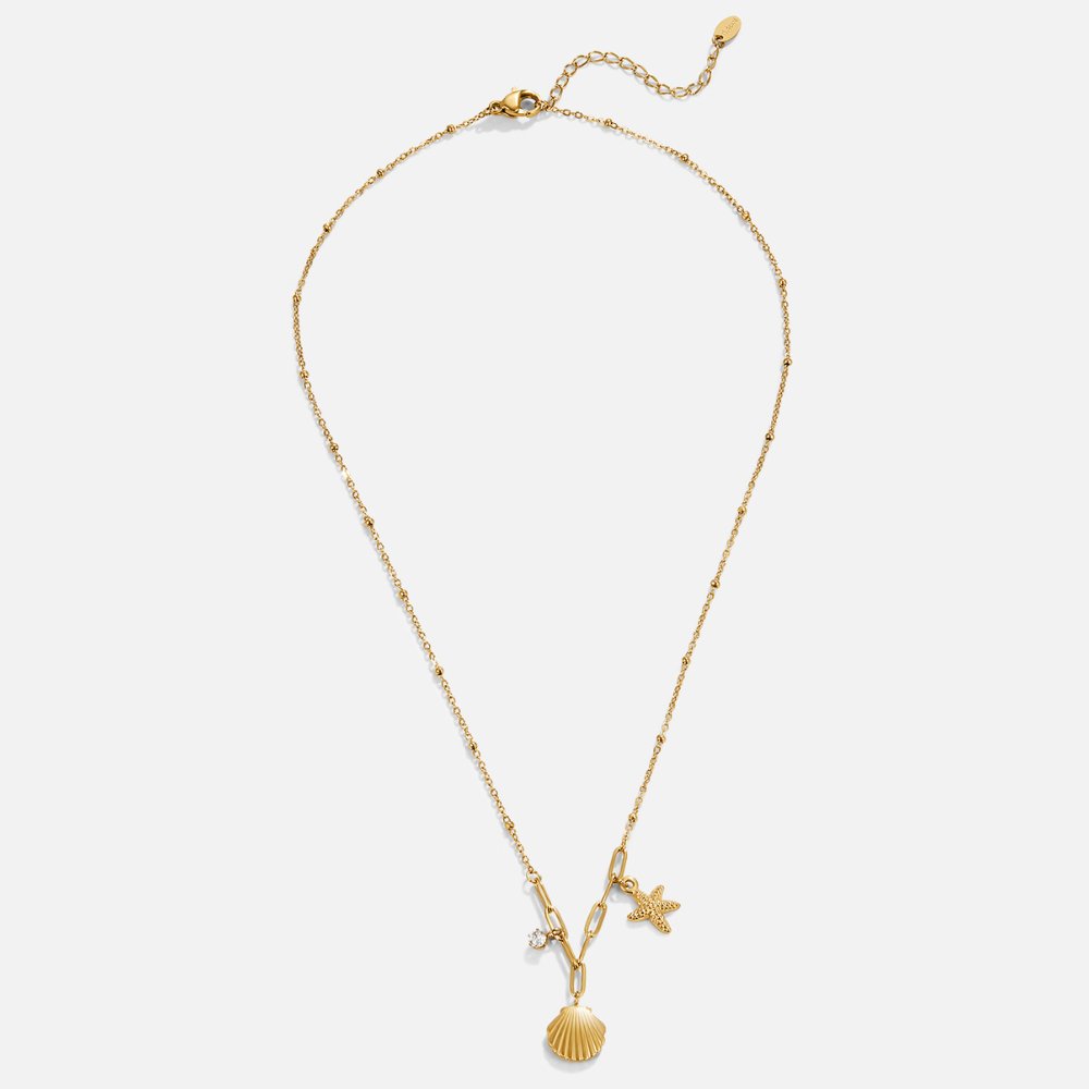 Shell and Starfish Charm Gold-Tone Necklace