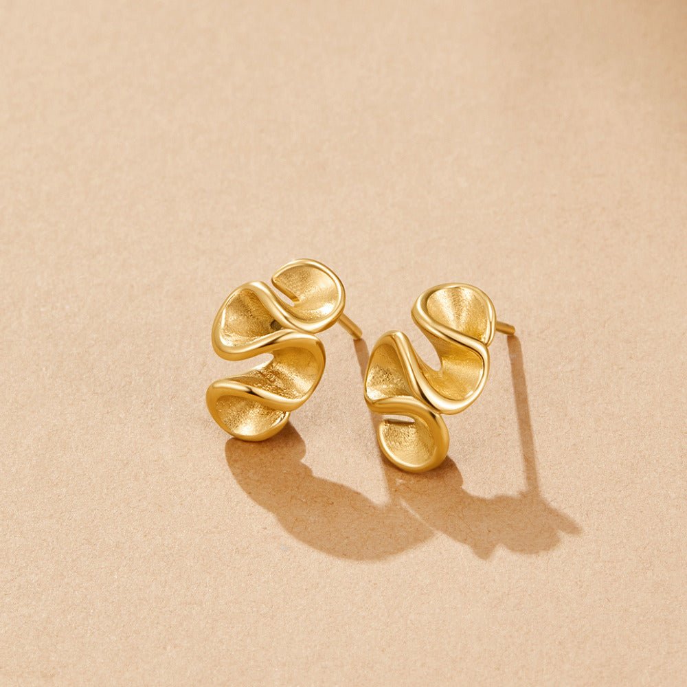 Long Coiled Ribbon Gold-Tone Drop Earrings