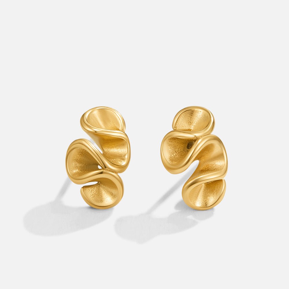 Long Coiled Ribbon Gold-Tone Drop Earrings
