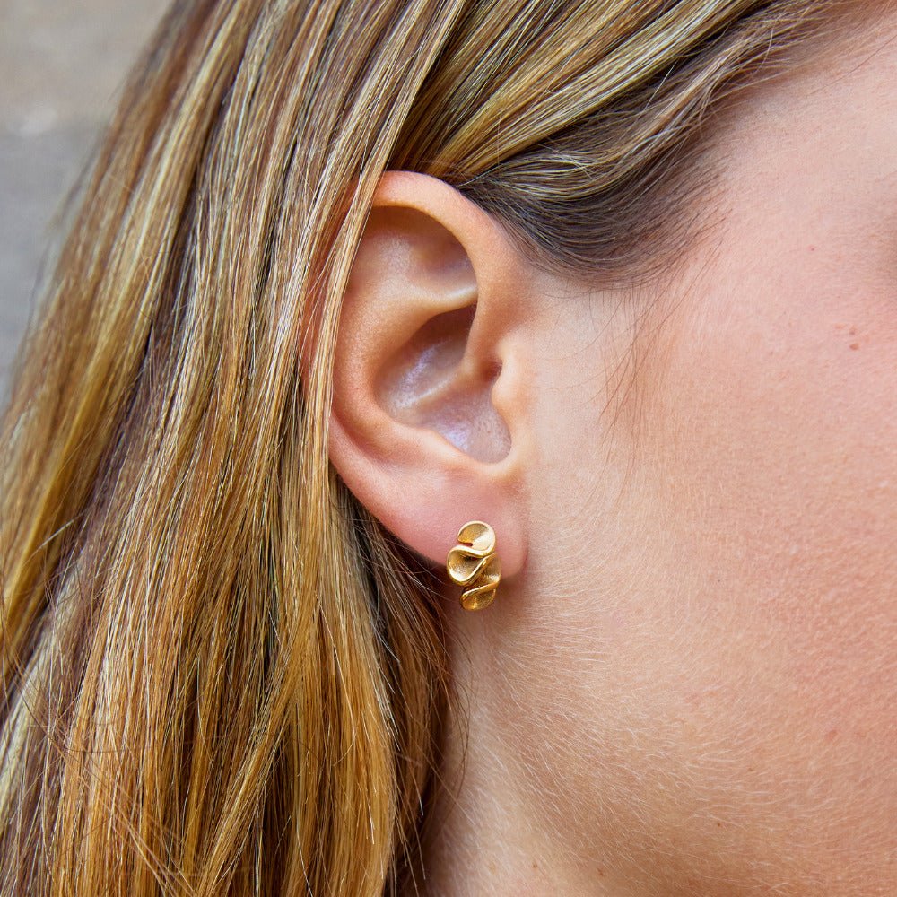 Long Coiled Ribbon Gold-Tone Drop Earrings