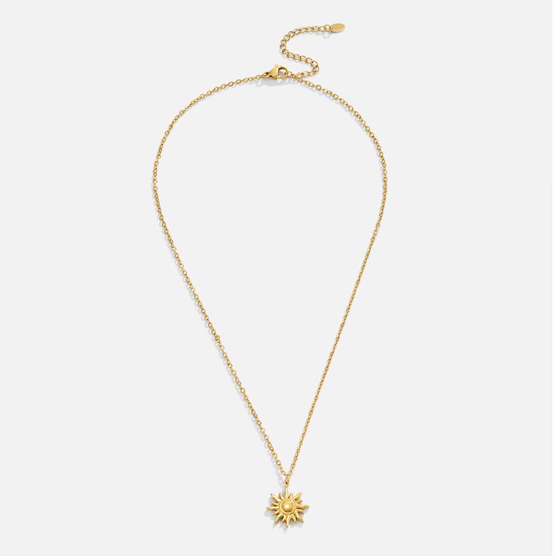 Radiating Sunburst Gold-Tone Pendant Necklace