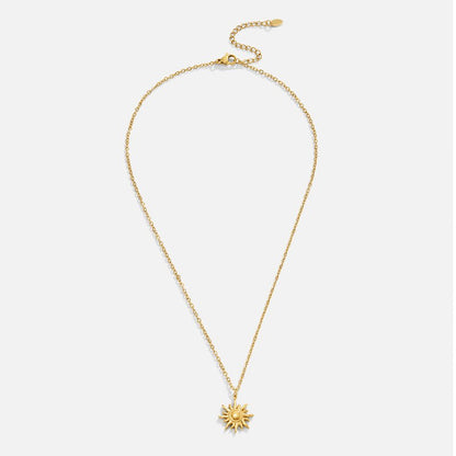 Radiating Sunburst Gold-Tone Pendant Necklace