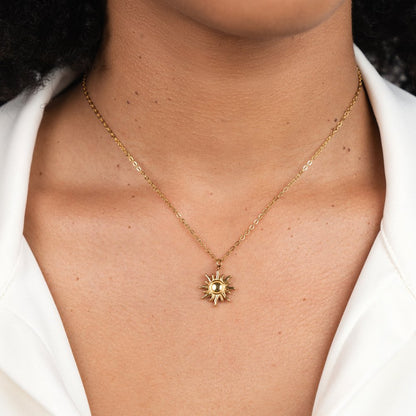 Radiating Sunburst Gold-Tone Pendant Necklace
