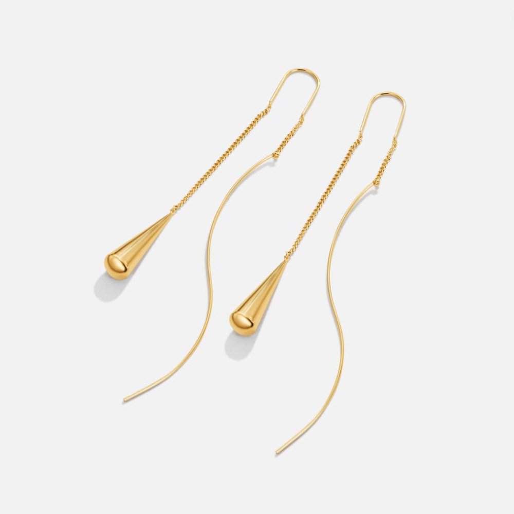Gold-Tone Teardrop Earrings with a Soft Tassel