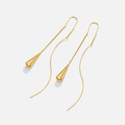 Gold-Tone Teardrop Earrings with a Soft Tassel