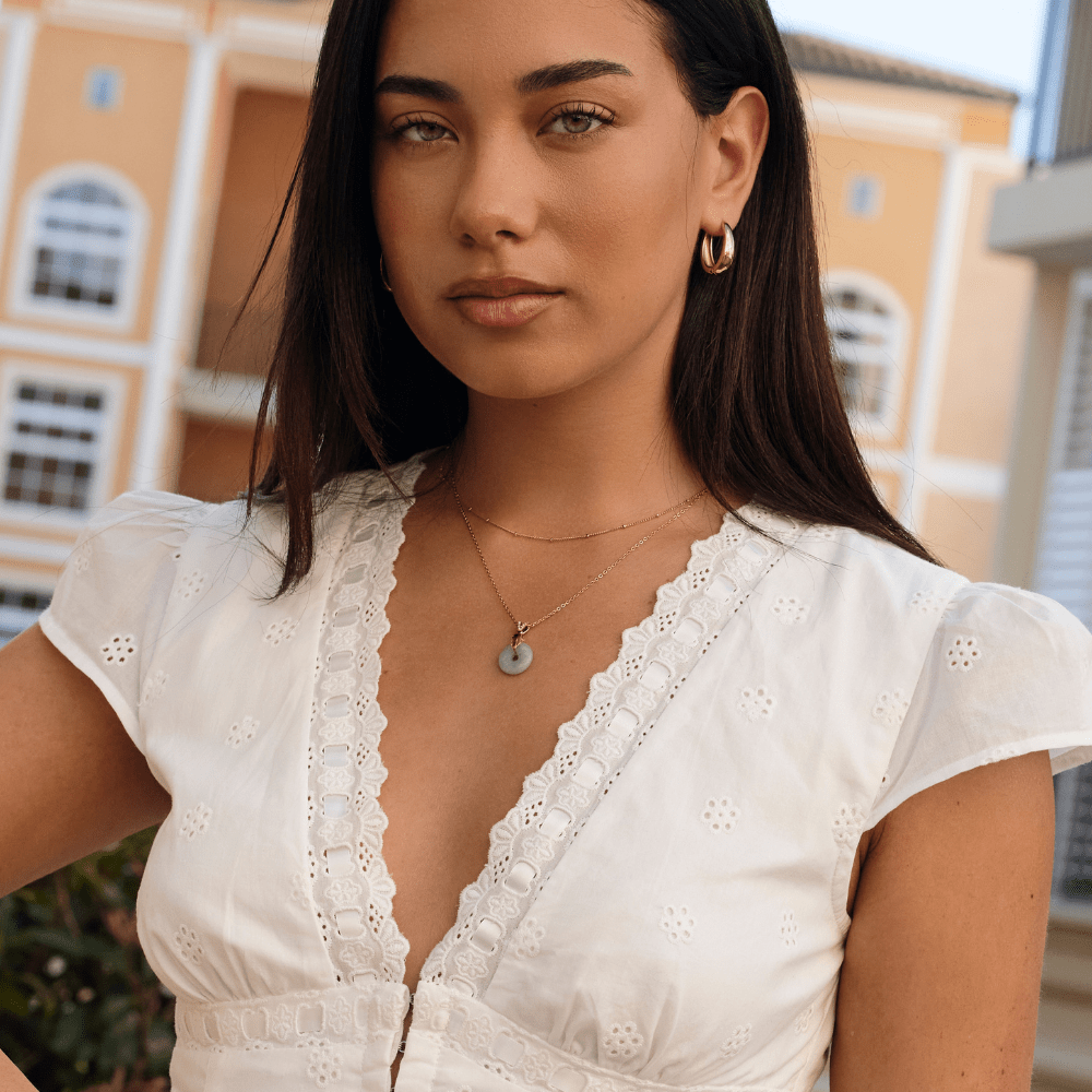 Jade Green Good Luck Pendant Chain Necklace