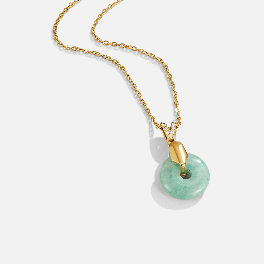 Jade Green Good Luck Pendant Chain Necklace