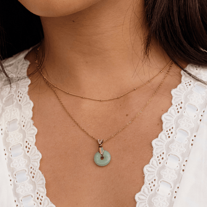 Jade Green Good Luck Pendant Chain Necklace