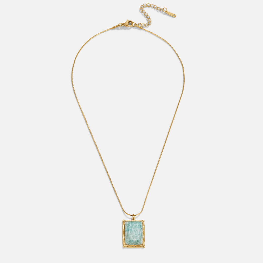 Soft Green Marbled Stone Pendant Necklace