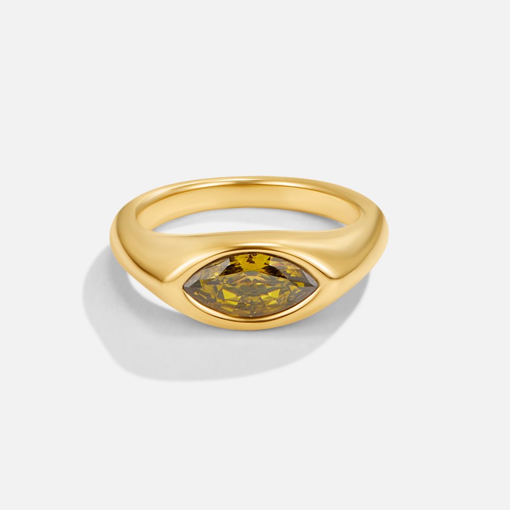 Cool Green Crystal Slim Everyday Band Ring