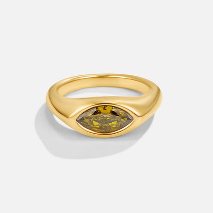 Cool Green Crystal Slim Everyday Band Ring