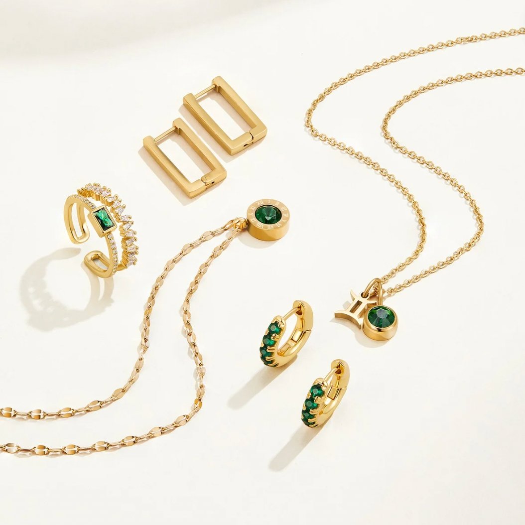 Athena Green Crystal Drop Pendant Necklace