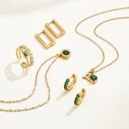 Athena Green Crystal Drop Pendant Necklace
