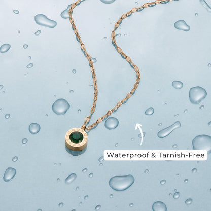 Athena Green Crystal Drop Pendant Necklace