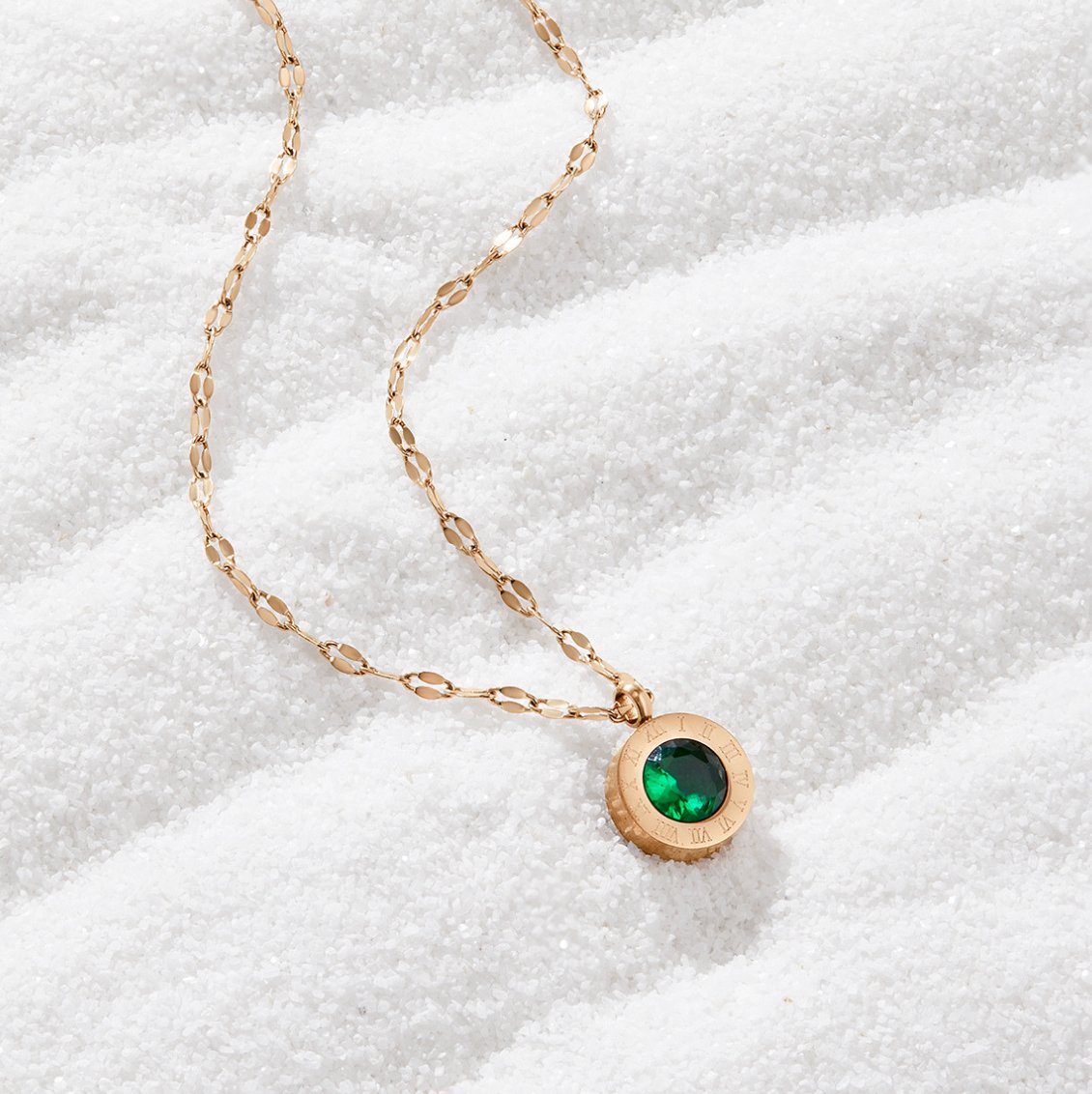 Athena Green Crystal Drop Pendant Necklace