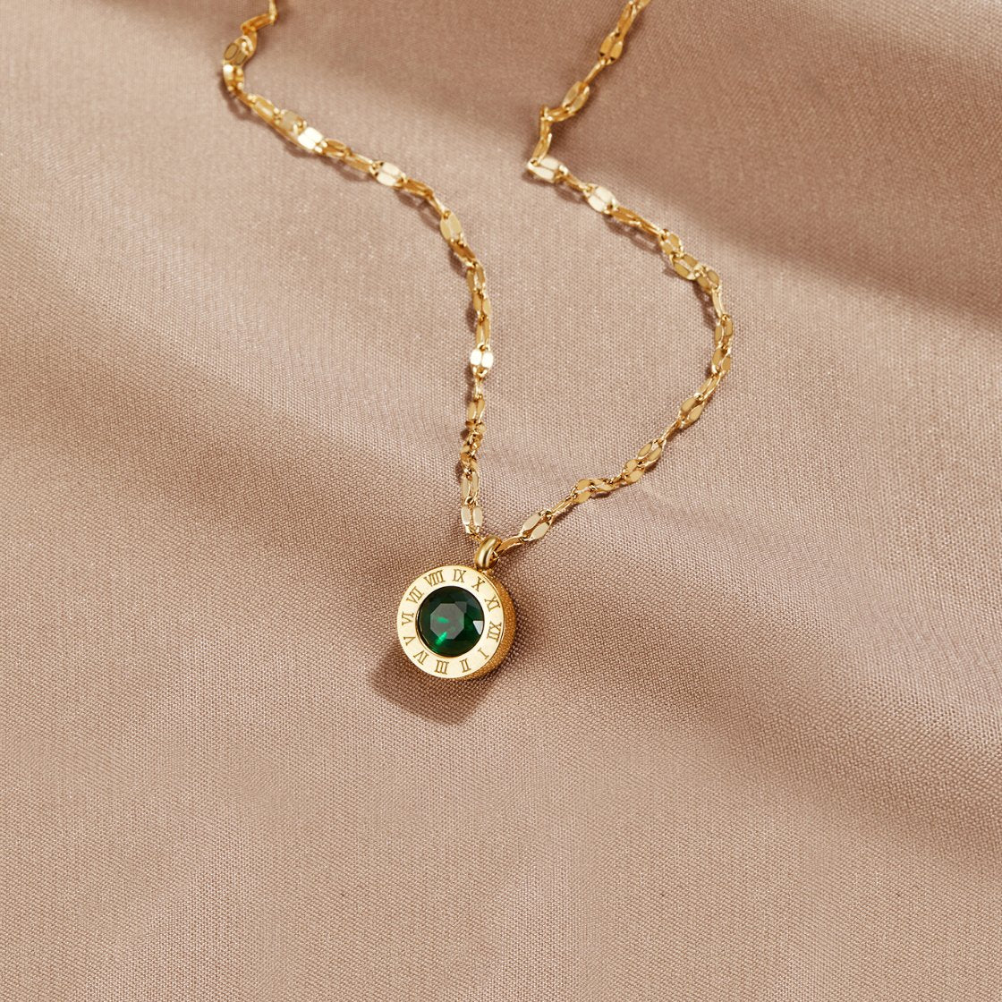 Athena Green Crystal Drop Pendant Necklace