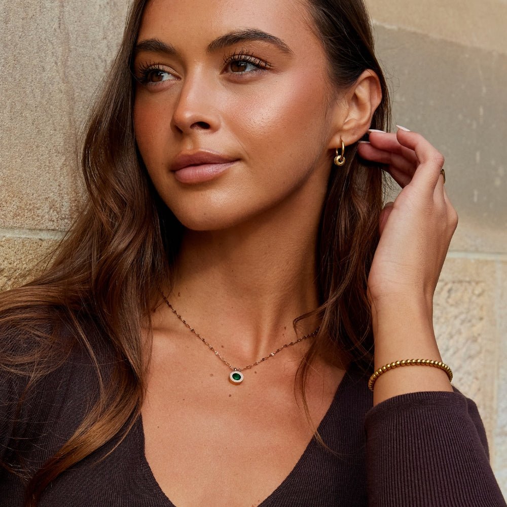 Athena Green Crystal Drop Pendant Necklace
