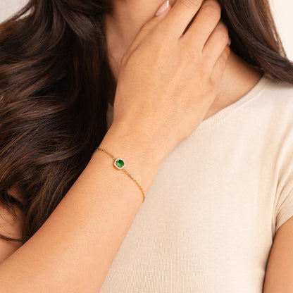 Forest Green Crystal Line Bracelet