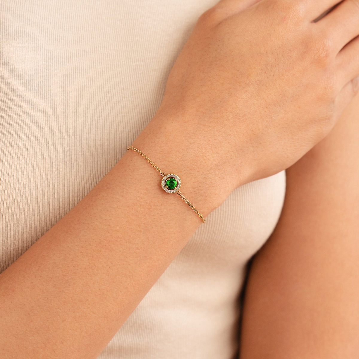 Forest Green Crystal Line Bracelet