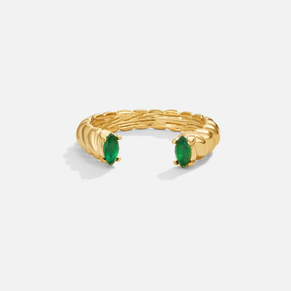 Adjustable Open Cuff Ring in Emerald Green