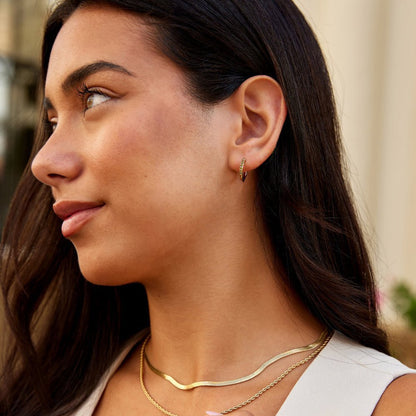 Deep Moss Green Crystal Slim Hoop Earrings